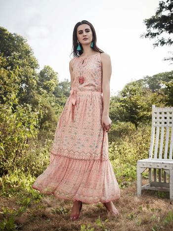 Attrective Your Rich And Elegant Taste Wearing This Designer Readymade Long Gown In Fine Color. This  Pretty Gown Is Fabricated On Rayon Silk Beautified With Designer Printed. Its Fabric Is Soft Towards Skin And Easy To Carry All Day Long. 