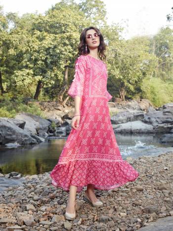 Attrective Your Rich And Elegant Taste Wearing This Designer Readymade Long Gown In Fine Color. This  Pretty Gown Is Fabricated On Rayon Silk Beautified With Designer Printed. Its Fabric Is Soft Towards Skin And Easy To Carry All Day Long. 