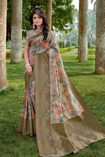 Adorn The Pretty Angelic Look Wearing This Heavy Designer Saree In Fancy Color Paired With Blouse. This Saree Is Fabricated On Linen Paired With Linen Fabricated Blouse. Its Pretty Color Pallete Will Give An Attractive Look To Your Personality. 