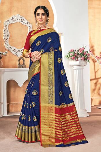 Garb This Pretty Angelic Look Wearing This Heavy Designer Saree In Dark Color Paired With Contrasting Colored Blouse. This Saree Is Fabricated On Silk Paired With Silk Fabricated Blouse. Its Pretty Color Pallete Will Give An Attractive Look To Your Personality. 