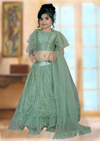 Garb This Heavy Designer Kidswear Readymade Lehenga Choli In All Over Color. This Heavy Sequance Embroidered Lehenga Choli Is Net Based Paired With Net Fabricated Dupatta, It Is Beautified With Lovely Detailed Embroidery Giving An Attractive Look.