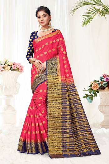 Attrective This Pretty Elegant Looking Designer Saree In Dark Color Paired With Contrasting Colored Blouse. This Saree And Blouse Are Silk Based Beautified With Wevon Jari Designer Work. Buy Now.