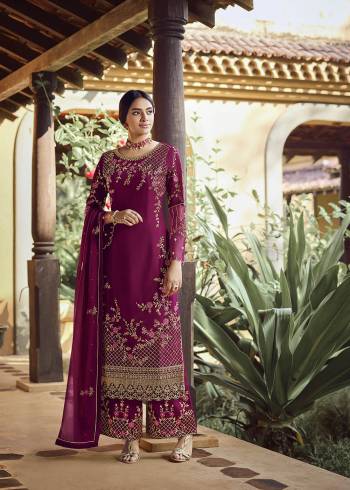 Look Pretty This Designer Long Length Suit In Lovely Fine Color.?Its Pretty Heavy Designer Embroidred Work Top Is Faux Georgette Based Paired With Santoon Bottom And Faux Georgette Fabricated Dupatta Which Gives An Attractive To The Suit.