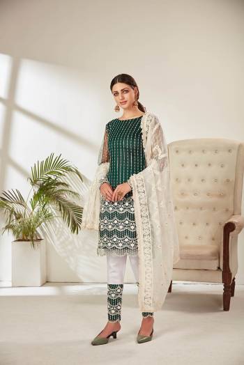 Attrective Look This Designer Long Length Suit In Lovely Color.?Its Pretty Heavy Designer Embroidred Top Is Butterfly Net Based Paired With Natural Crepe Bottom And Orgenza Fabricated Dupatta Which Gives An Attractive To The Suit.