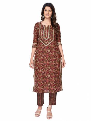 Attrective Summer Collection This Designer Redymade Suit In Fine Color Paired. Its Printed Top And Bottom Are Cotton Fabric With Designer Printed With Lace Work. Buy this Suit Now.