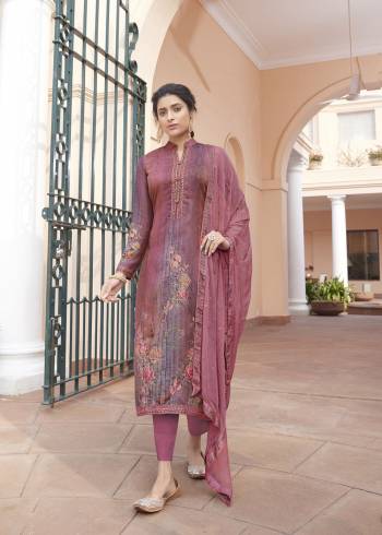 Garb This Designer Long Length Suit In Fine Color.?Its Pretty Heavy Designer Digital Printed With Embroidery And Hand Work Top Is Jam Satin Based Paired With Cotton Bottom And Chiffon Fabricated Dupatta Which Gives An Attractive To The Suit.