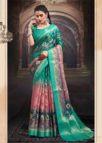 Look Traditional Ethnic Wear Saree Are Fine Saree Paired With Matching Blouse.This Heavy Designer Wevon Work With Bandhej Digital Printed Saree And Blouse Are Chanderi Fabric. Which Gives A Rich Look To Your Personality. Buy This Pretty Saree Now.