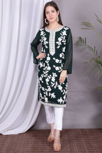 Attrective Look Collection This Designer Redymade Suit In Green Color Paired. Its Printed Top Is Georgette And Bottom Are Silk Satin Fabric With Designer Embroidery Work . Buy this Suit Now.