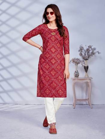 Attrective Look Collection This Designer Redymade Suit In Lovely Color Paired. Its Printed Top Is Rayon Are Bandhej Printed And Bottom Are Cotton Fabric Are Designer Embroidery Work . Buy this Suit Now.