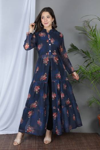 Stylist This Designer Readymade Long Kurti In Fine Color Fabricated On Georgette With Half Inner. It Is Beautified With Designer Printed And You Can Pair This Up For A Partywear Look. Buy Now.