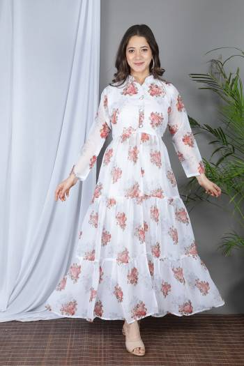 Stylist This Designer Readymade Long Kurti In Fine Color Fabricated On Georgette With Half Inner. It Is Beautified With Designer Printed And You Can Pair This Up For A Partywear Look. Buy Now.