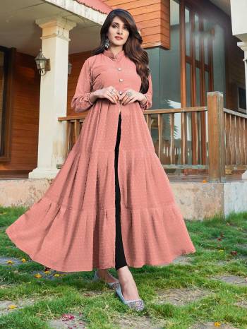 Stylist This Designer Readymade Long Kurti In Fine Color Fabricated On Georgette With Half Inner. It Is Beautified With Designer Wevon Bubbel Butti Fabric And You Can Pair This Up For A Partywear Look. Buy Now.