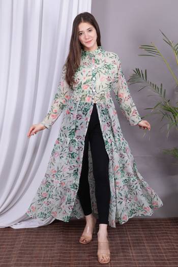 Stylist This Designer Readymade Long Kurti In Fine Color Fabricated On Georgette With Half Inner. It Is Beautified With Designer Floral Printed And You Can Pair This Up For A Partywear Look. Buy Now.