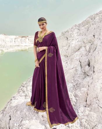 Garb This Pretty Angelic Look Wearing This Heavy Designer Swaroski Work Saree In Dark Color Paired With Matching Blouse. This Saree Is Fabricated On Vichitra Silk Paired With Broket Fabricated Blouse. Its Pretty Color Pallete Will Give An Attractive Look To Your Personality. 