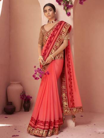 Attrective Look This Pretty Angelic Look Wearing This Heavy Designer Embroidery With Swaroski Work Saree In Fine Color Paired With Matching Blouse. This Saree Is Fabricated On Chiffon Paired With Broket Fabricated Blouse. Its Pretty Color Pallete Will Give An Attractive Look To Your Personality. 