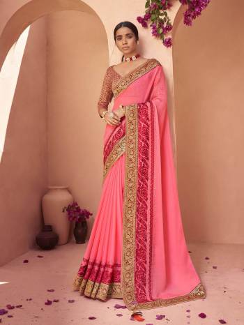 Attrective Look This Pretty Angelic Look Wearing This Heavy Designer Embroidery With Swaroski Work Saree In Fine Color Paired With Matching Blouse. This Saree Is Fabricated On Chiffon Paired With Broket Fabricated Blouse. Its Pretty Color Pallete Will Give An Attractive Look To Your Personality. 