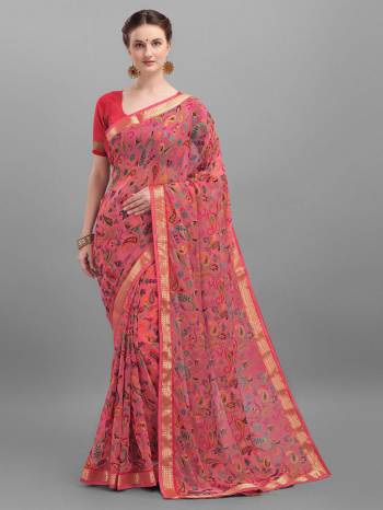 Attrective Look This Pretty Angelic Look Wearing This Heavy Designer Saree In Pink Color Paired With Matching Blouse. This Saree Is Fabricated On Brasso Paired With Art Silk Fabricated Blouse. Its Pretty Color Pallete Will Give An Attractive Look To Your Personality. 