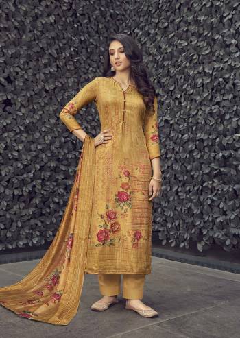 Atrective This Designer Long Length Suit In Fine Color.?Its Pretty Heavy Designer Digital Printed With Embroidery Work Top Is Muslin Based Paired With Santoon Bottom And Muslin Fabricated Dupatta Which Gives An Attractive To The Suit.