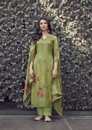 Atrective This Designer Long Length Suit In Fine Color.?Its Pretty Heavy Designer Digital Printed With Embroidery Work Top Is Muslin Based Paired With Santoon Bottom And Muslin Fabricated Dupatta Which Gives An Attractive To The Suit.