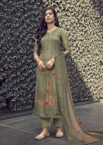 Atrective This Designer Long Length Suit In Fine Color.?Its Pretty Heavy Designer Digital Printed With Embroidery Work Top Is Muslin Based Paired With Santoon Bottom And Muslin Fabricated Dupatta Which Gives An Attractive To The Suit.