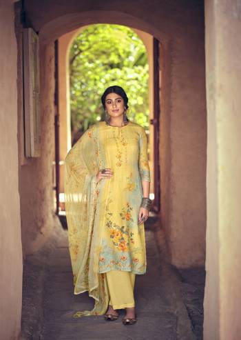 Garb This Designer Long Length Suit In Fine Color.?Its Pretty Heavy Designer Digital Printed With Embroidery Work Top Is Muslin Based Paired With Santoon Bottom And Chiffon Fabricated Dupatta Which Gives An Attractive To The Suit.