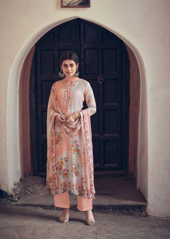 Garb This Designer Long Length Suit In Fine Color.?Its Pretty Heavy Designer Digital Printed With Embroidery Work Top Is Muslin Based Paired With Santoon Bottom And Chiffon Fabricated Dupatta Which Gives An Attractive To The Suit.