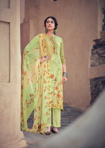 Garb This Designer Long Length Suit In Fine Color.?Its Pretty Heavy Designer Digital Printed With Embroidery Work Top Is Muslin Based Paired With Santoon Bottom And Chiffon Fabricated Dupatta Which Gives An Attractive To The Suit.