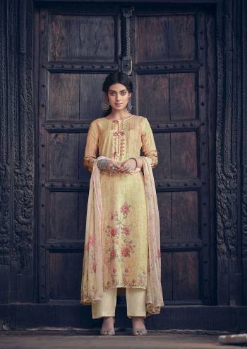 Garb This Designer Long Length Suit In Fine Color.?Its Pretty Heavy Designer Digital Printed With Embroidery Work Top Is Muslin Based Paired With Santoon Bottom And Chiffon Fabricated Dupatta Which Gives An Attractive To The Suit.