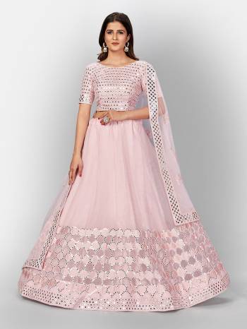 Attrective Look  Heavy Designer Bridal Lehenga Choli In Fine Color. This Heavy Embroidered Lehenga Choli Is  Organza Based Paired With Soft Net Fabricated Dupatta, It Is Beautified With Lovely Detailed Multy Thread Foil Miror Embroidery Work Giving An Attractive Look.