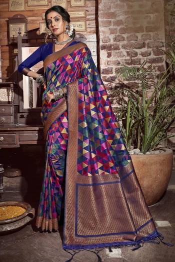 Look Attractive Wearing This Partywear Saree Are Fine Saree Paired With Blouse.  This Heavy Designer Wevon Work Saree Is Banarasi Silk Based And Blouse Are Banarasi Silk Fabric. Which Gives A Rich Look To Your Personality. Buy This Pretty Saree Now.