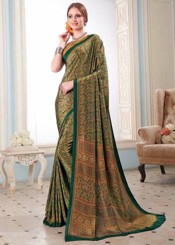 Attractive Look Wearing This Partywear Saree Are Fine Saree Paired With Blouse.  This Heavy Designer Prined Saree Is Crepe Based And Blouse Are Crepe Fabric. Which Gives A Rich Look To Your Personality. Buy This Pretty Saree Now.