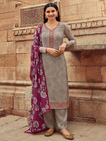 Look Pretty This Designer Long Length Suit In Lovely Fine Color.?Its Pretty Heavy Designer Wevon And Embroidred Work Top Is Royal Crepe Based Paired With Royal Crepe Bottom And Georgette Fabricated Printed Dupatta Which Gives An Attractive To The Suit.