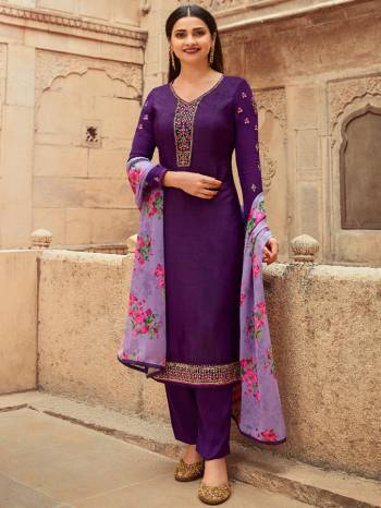 Look Pretty This Designer Long Length Suit In Lovely Fine Color.?Its Pretty Heavy Designer Wevon And Embroidred Work Top Is Royal Crepe Based Paired With Royal Crepe Bottom And Georgette Fabricated Printed Dupatta Which Gives An Attractive To The Suit.