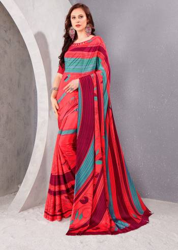 Look Party Wear Saree Are Fine Saree Paired With Matching Blouse.This Heavy Designer Printed Saree Is Crepe Silk Based And Blouse Are Crepe Silk Fabric. Which Gives A Rich Look To Your Personality. Buy This Pretty Saree Now.