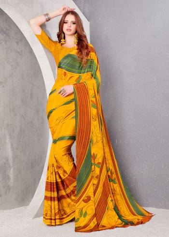 Look Party Wear Saree Are Fine Saree Paired With Matching Blouse.This Heavy Designer Printed Saree Is Crepe Silk Based And Blouse Are Crepe Silk Fabric. Which Gives A Rich Look To Your Personality. Buy This Pretty Saree Now.