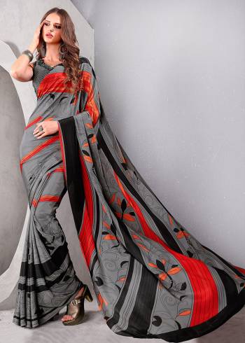 Look Party Wear Saree Are Fine Saree Paired With Matching Blouse.This Heavy Designer Printed Saree Is Crepe Silk Based And Blouse Are Crepe Silk Fabric. Which Gives A Rich Look To Your Personality. Buy This Pretty Saree Now.