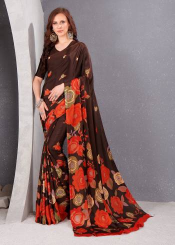 Look Party Wear Saree Are Fine Saree Paired With Matching Blouse.This Heavy Designer Printed Saree Is Crepe Silk Based And Blouse Are Crepe Silk Fabric. Which Gives A Rich Look To Your Personality. Buy This Pretty Saree Now.