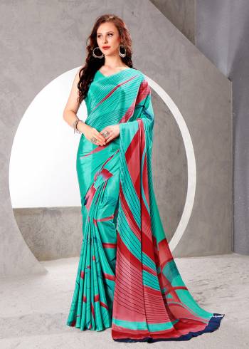 Look Party Wear Saree Are Fine Saree Paired With Matching Blouse.This Heavy Designer Printed Saree Is Crepe Silk Based And Blouse Are Crepe Silk Fabric. Which Gives A Rich Look To Your Personality. Buy This Pretty Saree Now.