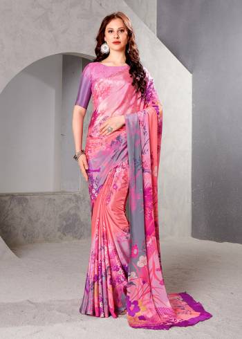 Look Party Wear Saree Are Fine Saree Paired With Matching Blouse.This Heavy Designer Printed Saree Is Crepe Silk Based And Blouse Are Crepe Silk Fabric. Which Gives A Rich Look To Your Personality. Buy This Pretty Saree Now.