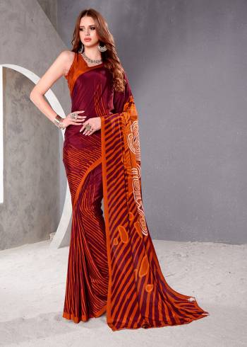 Garb This Party Wear Saree Are Fine Saree Paired With Matching Blouse.This Heavy Designer Printed Saree Is Crepe Silk Based And Blouse Are Crepe Silk Fabric. Which Gives A Rich Look To Your Personality. Buy This Pretty Saree Now.