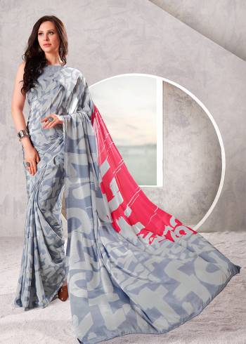 Garb This Party Wear Saree Are Fine Saree Paired With Matching Blouse.This Heavy Designer Printed Saree Is Crepe Silk Based And Blouse Are Crepe Silk Fabric. Which Gives A Rich Look To Your Personality. Buy This Pretty Saree Now.