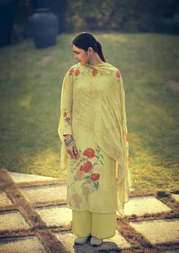 Atrective This Designer Long Length Suit In Fine Color.?Its Pretty Heavy Designer Digital Printed With Embroidery Work Top Is Muslin Based Paired With Santoon Bottom And Brazilian Silk Fabricated Dupatta Which Gives An Attractive To The Suit.