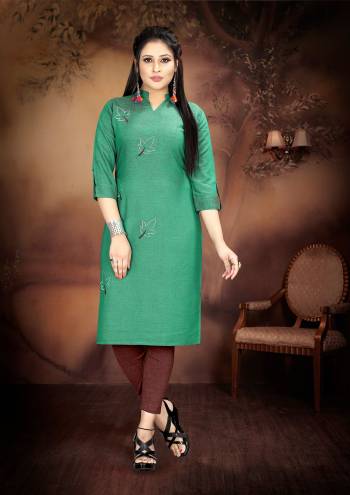 Grab This Designer Readymade Long Kurti In Color Fabricated On Rayon. It Is Beautified With Designer Hand Work And You Can Pair This Up For A Festive Look. Buy Now.