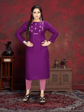 Grab This Designer Readymade Long Kurti In Color Fabricated On Rayon. It Is Beautified With Designer Hand Work And You Can Pair This Up For A Festive Look. Buy Now.