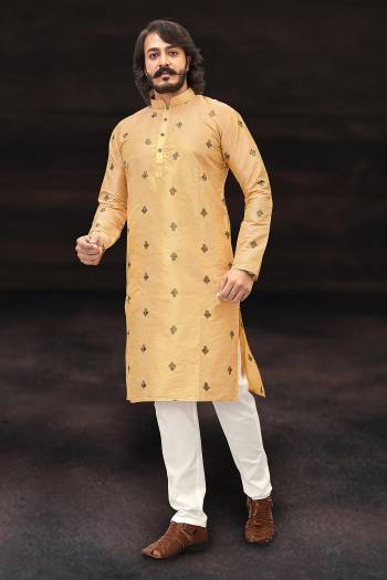 Looking Your Ethenic Style Kurta With Pajama Are Fine Color. This Kurta Are Art Silk Fabric With Wevon Designer And Pajama Are Cotton Fabric.