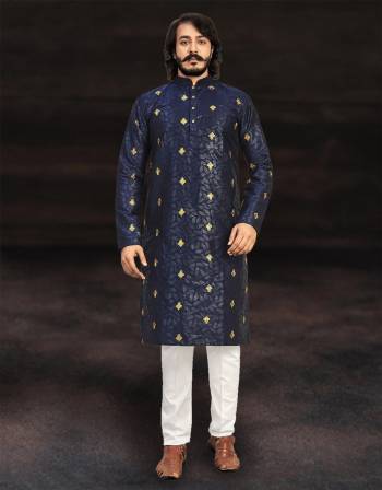 Looking Your Ethenic Style Kurta With Pajama Are Fine Color. This Kurta Are Art Silk Fabric With Wevon Designer And Pajama Are Cotton Fabric.