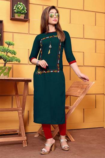 Attrective This Readymade Long Kurti In Fine Color Fabricated On Galaxi Cotton Beautified With Hand Embroidery Work. It Is Light In Weight And Easy To Carry All Day Long. 