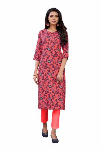 Look This Readymade Long Kurti In Fine Color Fabricated On Slub Cotton Beautified With Printed. It Is Light In Weight And Easy To Carry All Day Long. 