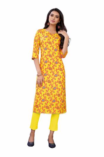 Look This Readymade Long Kurti In Fine Color Fabricated On Slub Cotton Beautified With Printed. It Is Light In Weight And Easy To Carry All Day Long. 