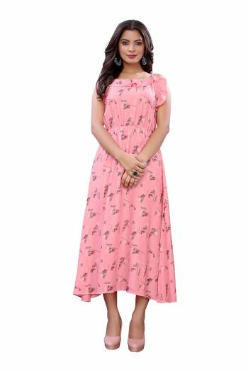 Look This Readymade Long Kurti In Fine Color Fabricated On Slub Cotton Beautified With Printed. It Is Light In Weight And Easy To Carry All Day Long. 